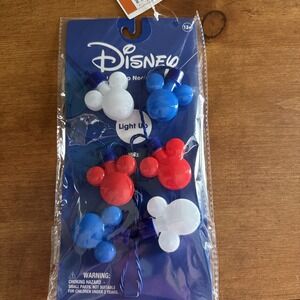 Disney Parks Mickey Mouse Light Up Necklace Red White Blue 4th of July NWT
